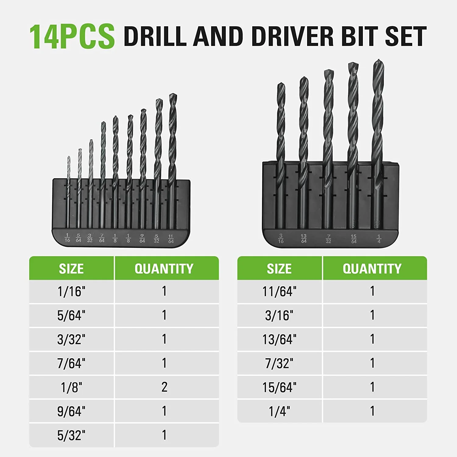 14 Piece Black Oxide Drilling Bit Set - Image 2