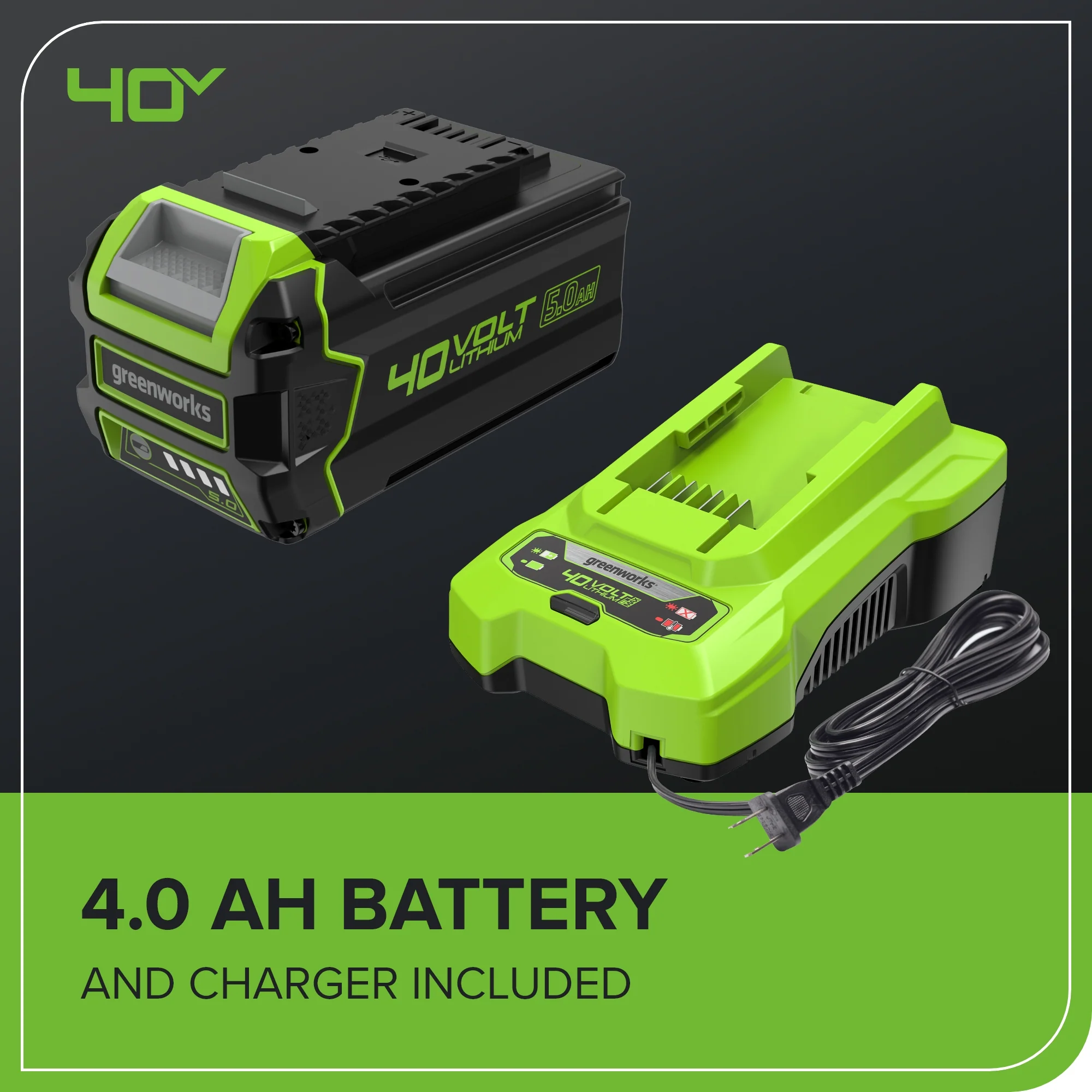 40V 19" Cordless Battery Push Lawn Mower: 5.0 Ah Battery and Charger, LM1934 - Image 13