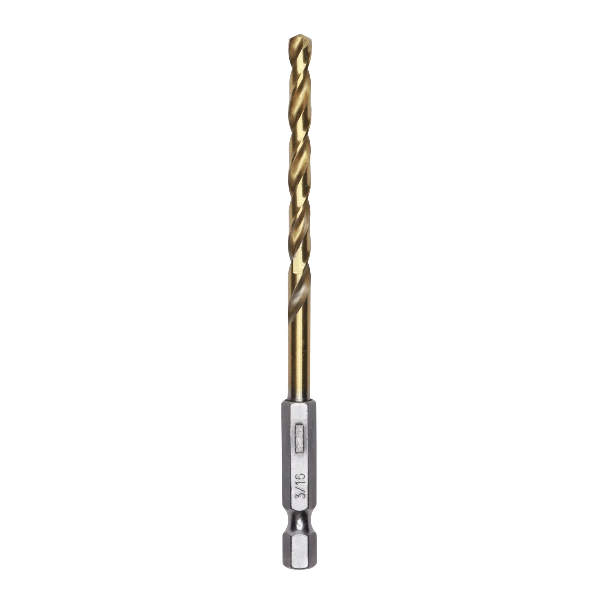 Half Ground 3/16-inch Hex Shank Titanium Drill Bit Set