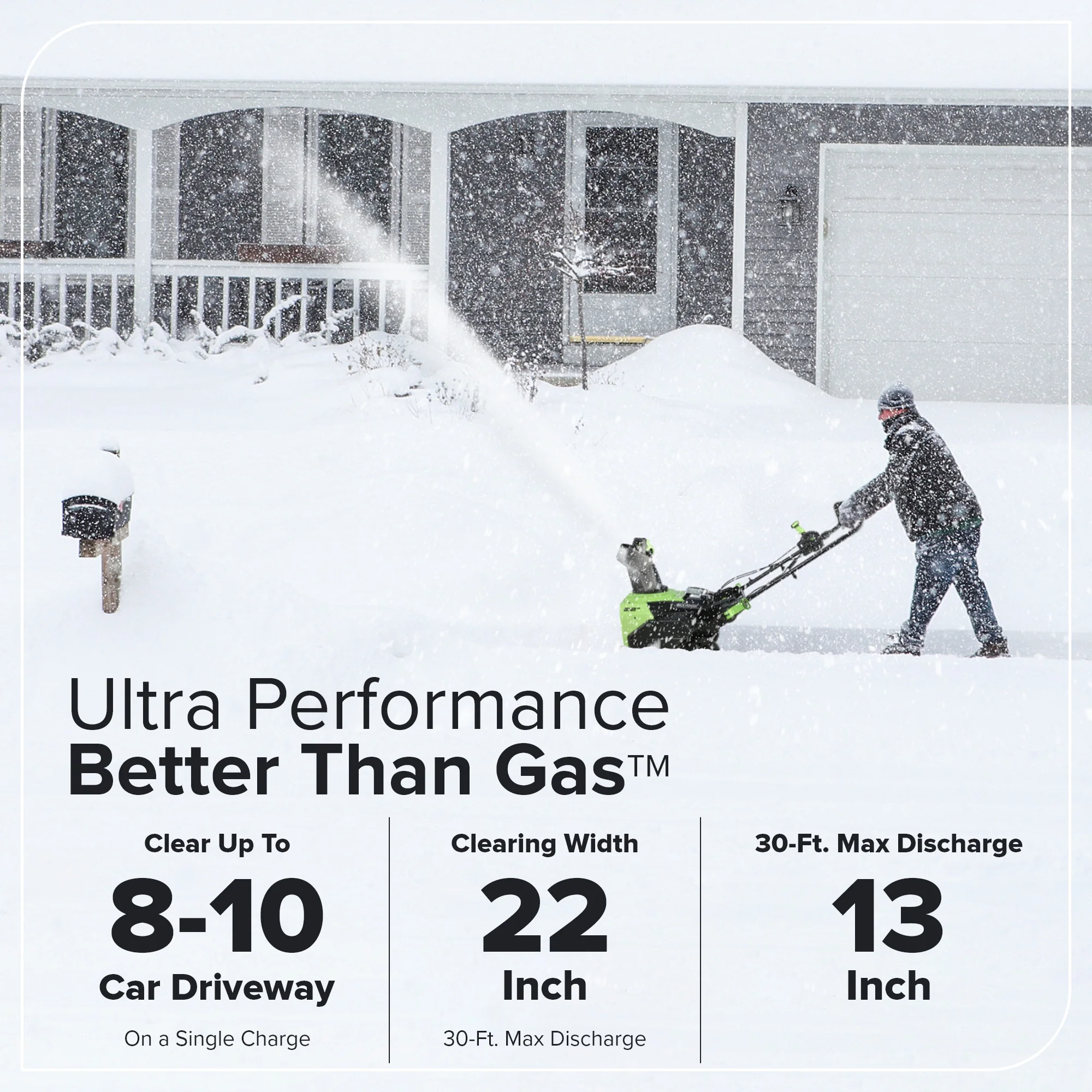 60V 22" Cordless Battery Single-Stage Snow Blower (Tool Only) - Image 3