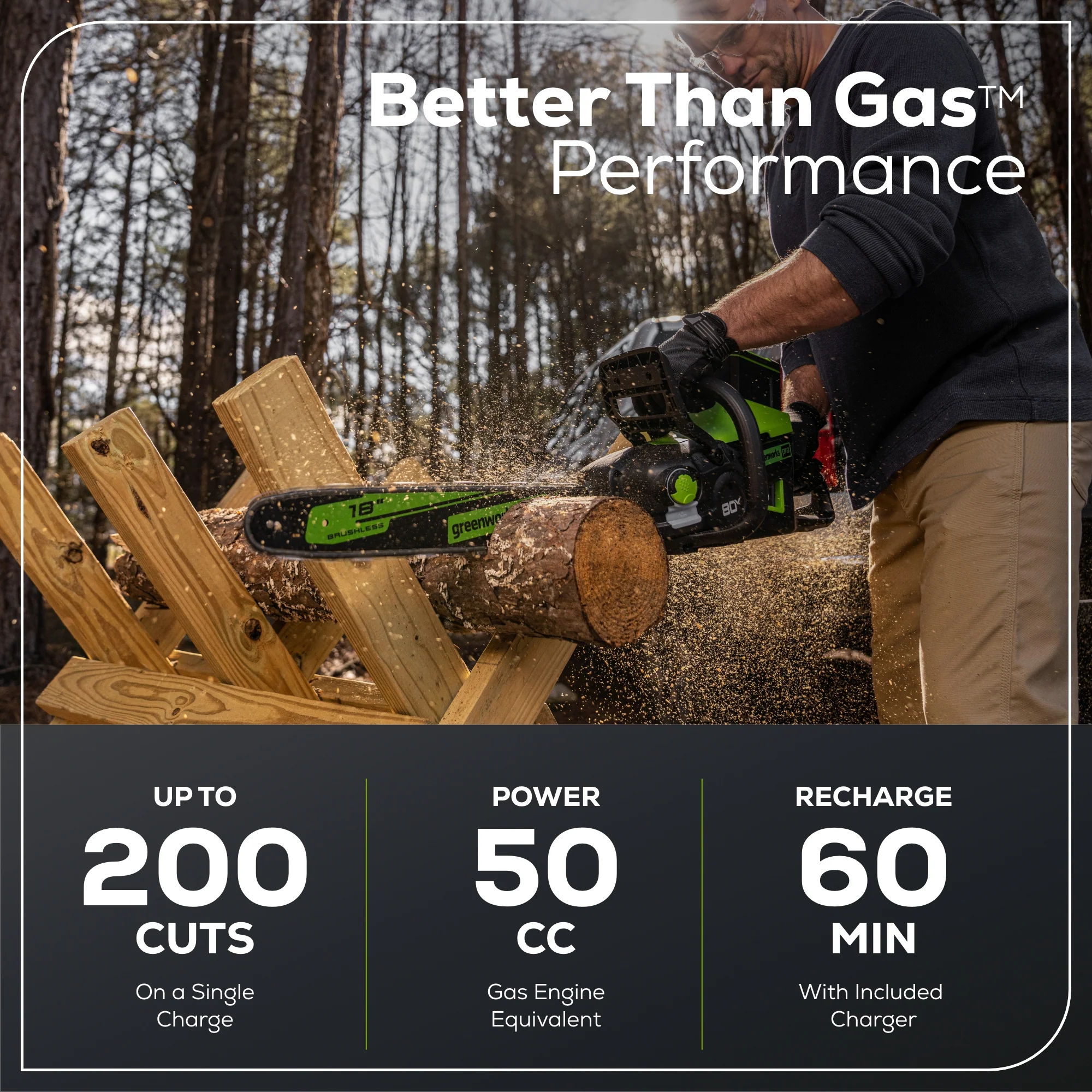 80V 18" Cordless Battery 2.5kW Chainsaw: 4.0Ah Battery & Rapid Charger - Image 4