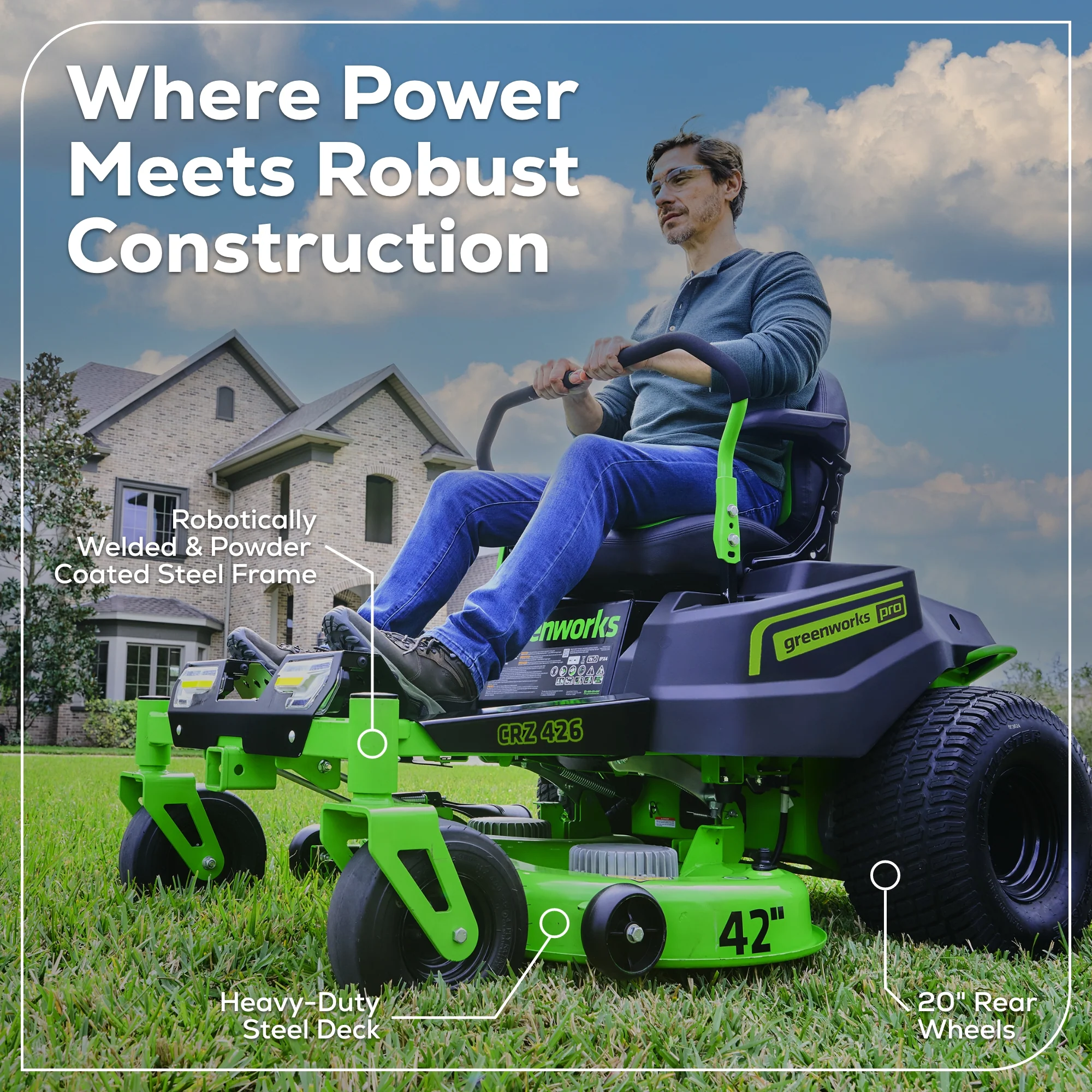 RENEWED 60V 42" Electric CrossoverZ Zero Turn Mower with (6) 8 Ah Batteries and (3) Dual-Port Turbo Chargers, CRZ4261 - Image 15