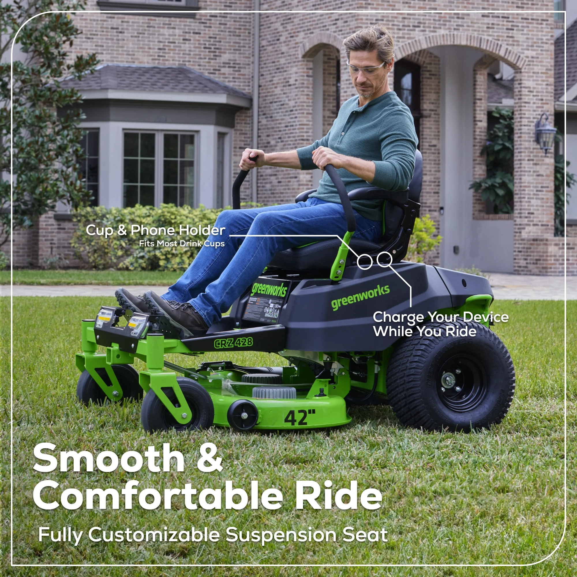 RENEWED 80V 42" Cordless Battery CrossoverZ Zero Turn Lawn Mower, (6) 5.0Ah Batteries and Chargers, CRZ4281 - Image 8